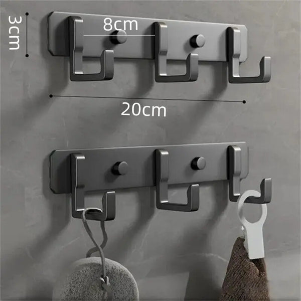 1pc 3 To 7 Hooks Metal Hooks Holder Aluminum Key Coat Clothes Door Holder Rack Hook Wall Mounted Hanger