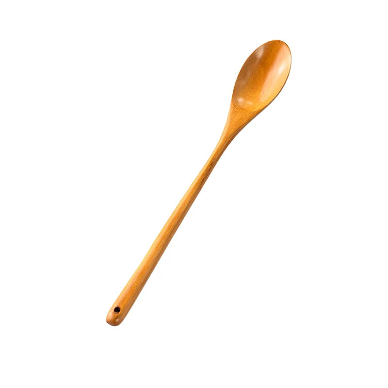 1PC Household Small Wooden Spoon Coffee And Milk Tea Stirring  Honey  Natural Ellipse Ladle  Kitchen Tableware