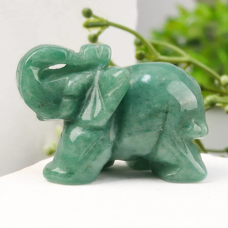 Hand Carved Gemstone Elephant Figurine, Natural Stone, Amethyst, Mini Animal Statue, Crystal Craft Chakra Meditation, Home Decor