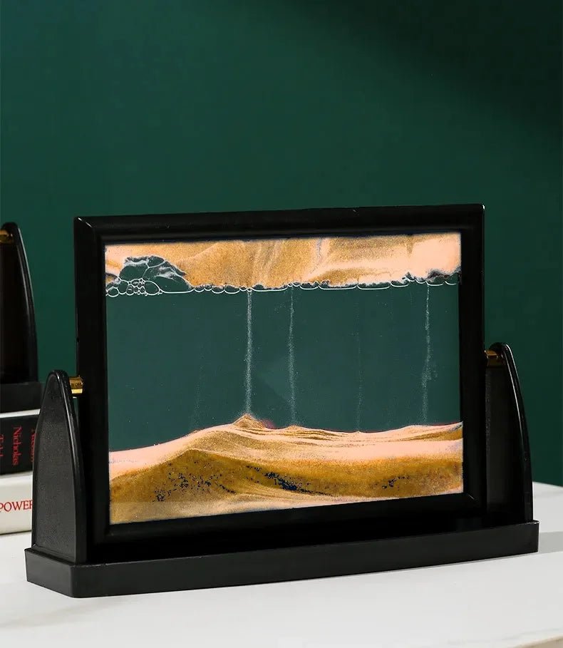 3D Rotatable Moving Sandscape Hourglass Quicksand Art Picture Square Glass Flowing Sand Painting Home Decor Children's Gifts