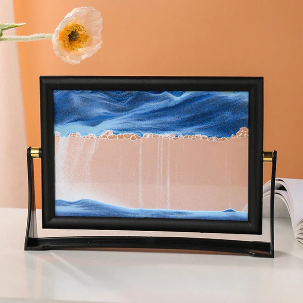 Rotatable Moving Sand Art Picture Square Glass Hourglass 3D Sandscape in Motion Quicksand Hourglass Creativity Home Decor Gifts