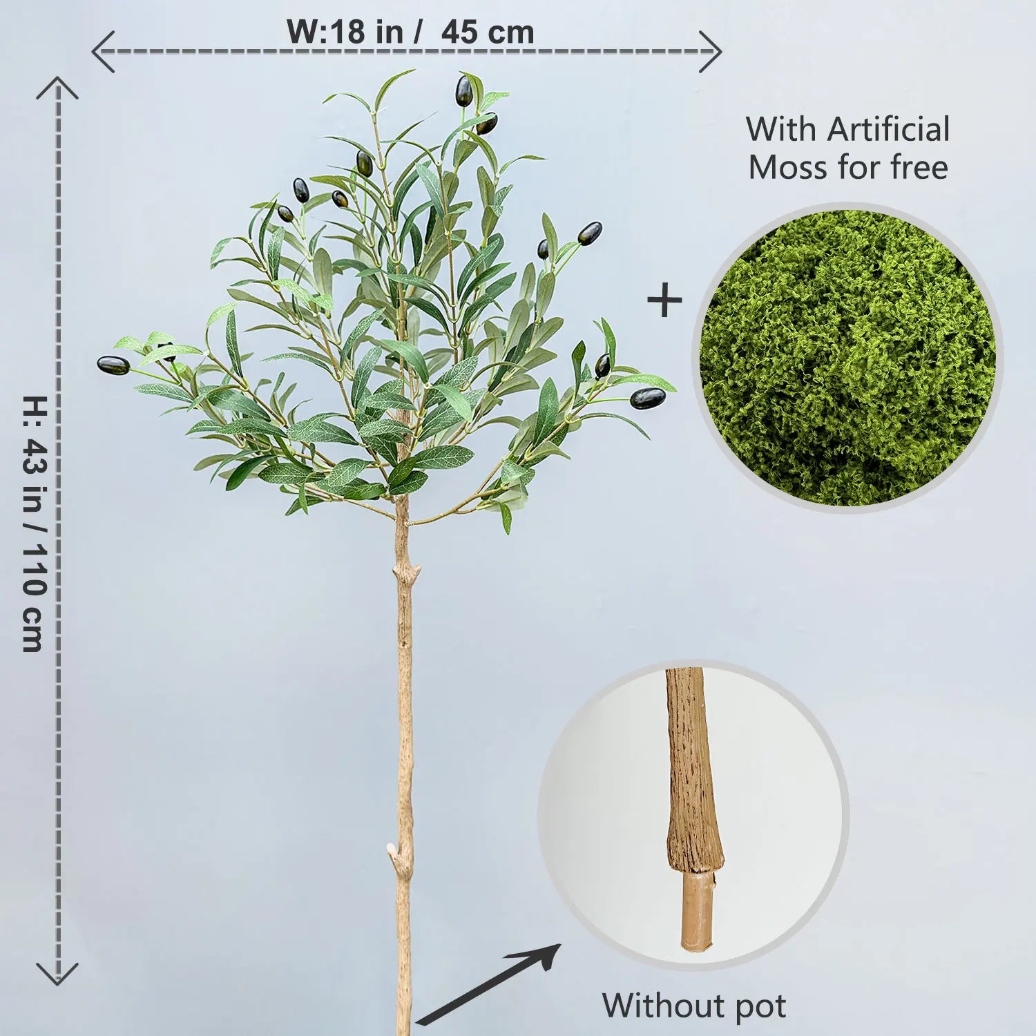 65-200CM Artificial Olive Plant tree High Branches Faux plant Plastic Leaf  Ornamental indoor Artificial Plant for Home Decor