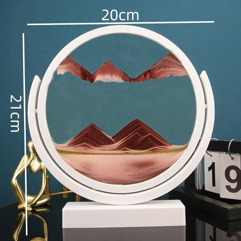 3D Moving Sand Art Painting Hourglass Round Handmade Glass Deep Sea Sandscape Quicksand Craft Sandglass Home Decoration Gifts