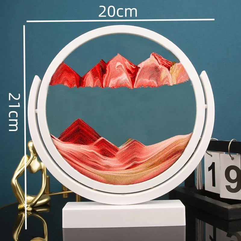 3D Moving Sand Art Painting Hourglass Round Handmade Glass Deep Sea Sandscape Quicksand Craft Sandglass Home Decoration Gifts
