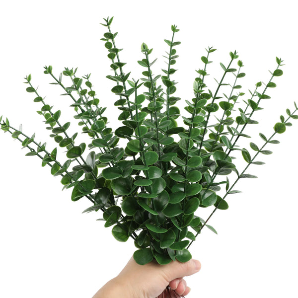 Yannew 12pcs Artificial Eucalyptus Stems Silver Dollar Greenery Fake Plants for Wedding Bouquet Floral Arrangement Home Decor