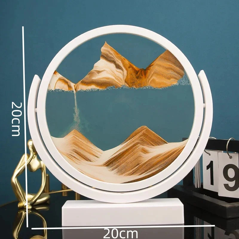 3D Moving Sand Art Painting Hourglass Round Handmade Glass Deep Sea Sandscape Quicksand Craft Sandglass Home Decoration Gifts