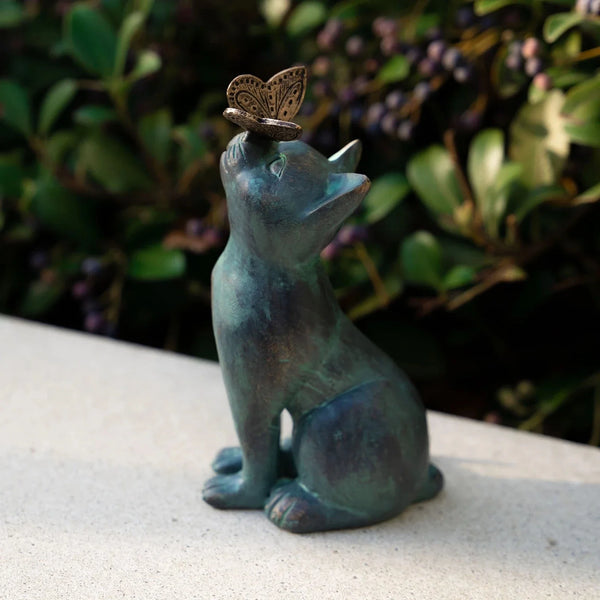 Cat Resin Figurine Bronze Lawn Porch Yard Home Garden Outdoor Sculpture Statue Decoration Home Office Ornament
