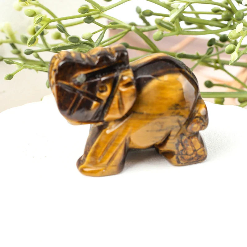 Hand Carved Gemstone Elephant Figurine, Natural Stone, Amethyst, Mini Animal Statue, Crystal Craft Chakra Meditation, Home Decor