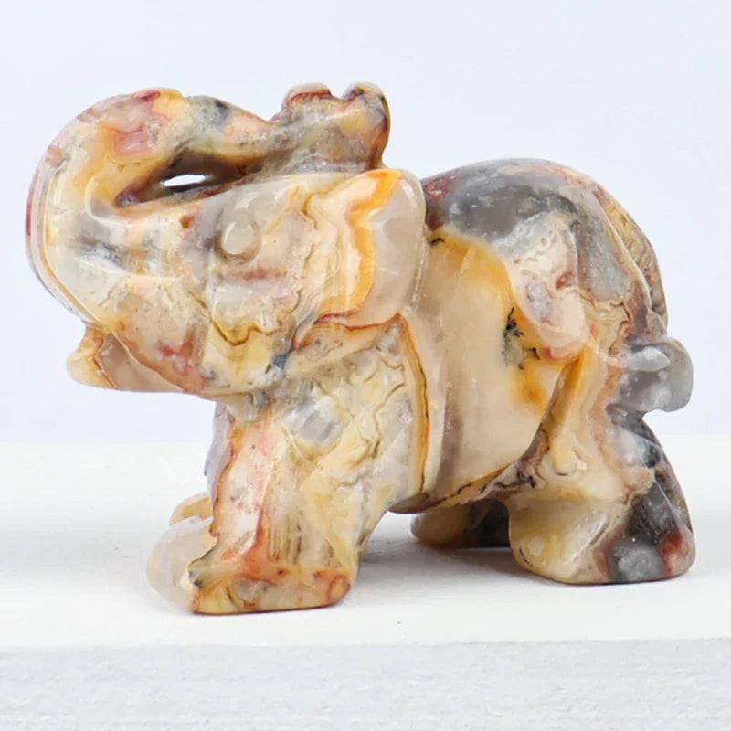 Hand Carved Gemstone Elephant Figurine, Natural Stone, Amethyst, Mini Animal Statue, Crystal Craft Chakra Meditation, Home Decor