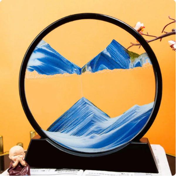 7 Inch 3D Flowing Sand Painting Art Hourglass Mountain View Sports Display Mobile Sand Table Office Living Room Home Decorations