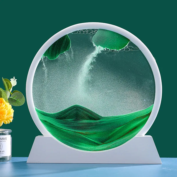 3D Moving Sand Art Picture Round Glass Deep Sea Sandscape Hourglass Quicksand Craft Flowing Painting Office Home Decor Gift