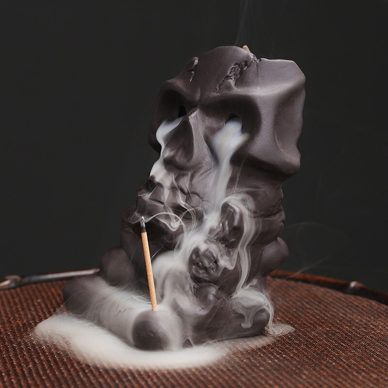 Halloween Skull Backflow Incense Burner Stick Holder