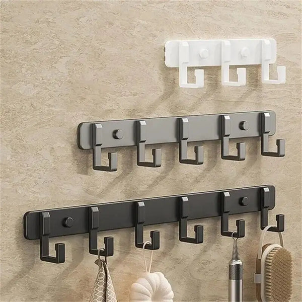 1pc 3 To 7 Hooks Metal Hooks Holder Aluminum Key Coat Clothes Door Holder Rack Hook Wall Mounted Hanger