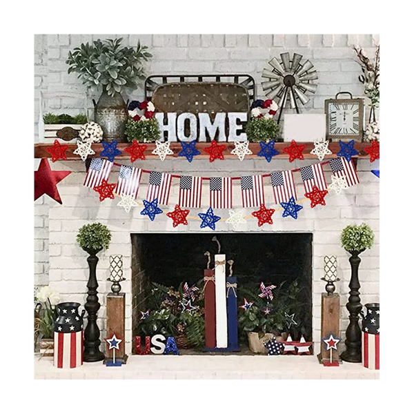 Rattan Ornament Star Rattan Ball Ornament Natural Wicker Rattan Independence Day Home Decor Vase Filler,