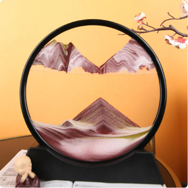 7 Inch 3D Flowing Sand Painting Art Hourglass Mountain View Sports Display Mobile Sand Table Office Living Room Home Decorations