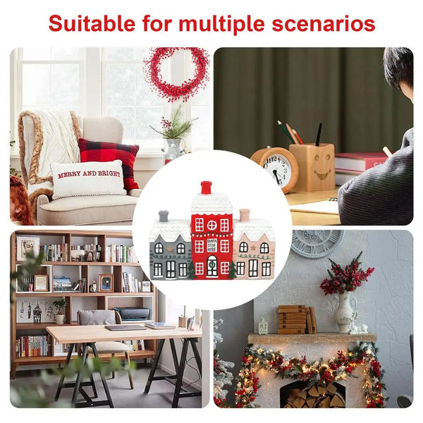 Christmas House Incense Burner - Resin Village Log Cabin Chimney Holder for Festive Home Decoration