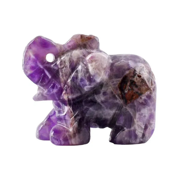 Hand Carved Gemstone Elephant Figurine, Natural Stone, Amethyst, Mini Animal Statue, Crystal Craft Chakra Meditation, Home Decor