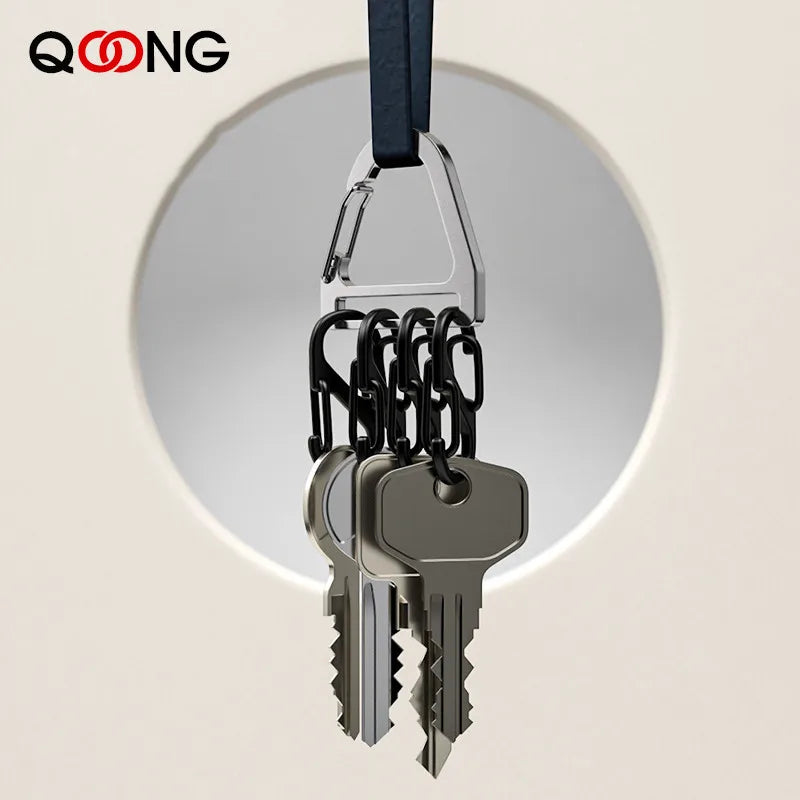 2 Style Stainless Steel Key Ring With 8-Shaped Buckle Easy Removal Hanging Taking Out Key Chain Multi-purpose Waist Keychain Y21