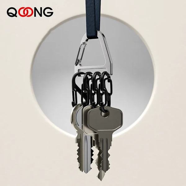 2 Style Stainless Steel Key Ring With 8-Shaped Buckle Easy Removal Hanging Taking Out Key Chain Multi-purpose Waist Keychain Y21