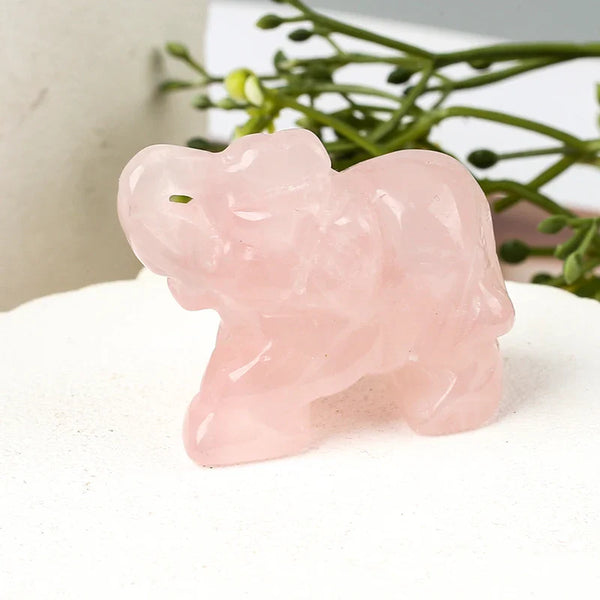 Hand Carved Gemstone Elephant Figurine, Natural Stone, Amethyst, Mini Animal Statue, Crystal Craft Chakra Meditation, Home Decor