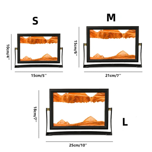 Rotatable Moving Sand Art Picture Square Glass Hourglass 3D Sandscape in Motion Quicksand Hourglass Creativity Home Decor Gifts