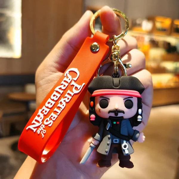 Pirates Of The Caribbean Cute Doll Pendant Anime Figures Jack Sparrow Fashion Backpac Keychain Bag Keyring Pendant Birthday Gift