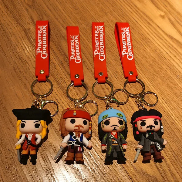 Pirates Of The Caribbean Cute Doll Pendant Anime Figures Jack Sparrow Fashion Backpac Keychain Bag Keyring Pendant Birthday Gift