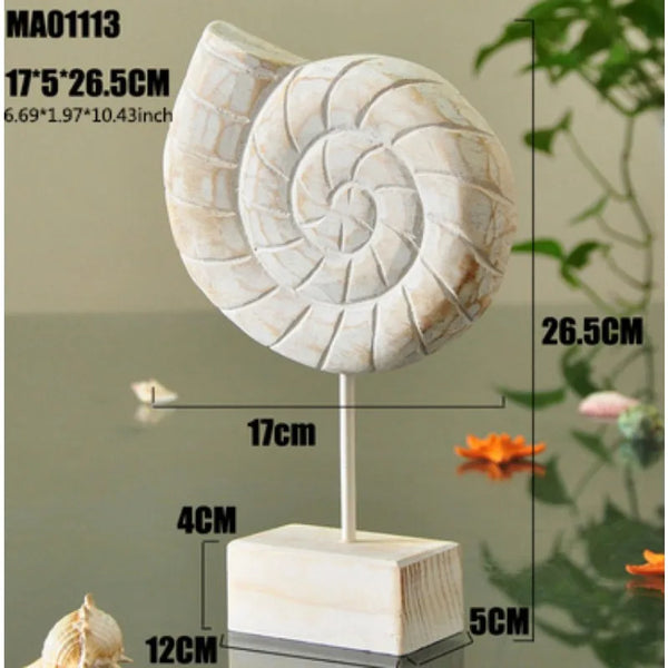 Mediterranean Style Home Decoration Accessories Wooden Crafts Starfish Conch Hippocampus Wood Carving Marine Living Room Decor