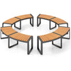 Set of 4 - Round Outdoor Metal Wood Backless Bench - Around Table Tree Fire Pit