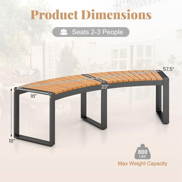 Set of 4 - Round Outdoor Metal Wood Backless Bench - Around Table Tree Fire Pit