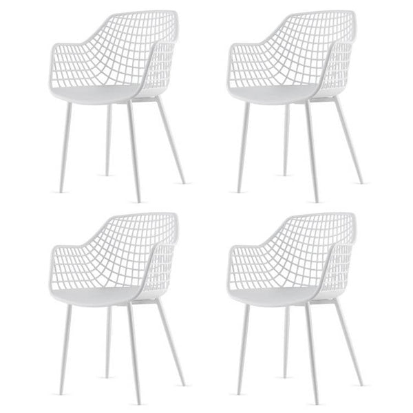 Set of 4 Modern Mid-Century White Mesh Dining Chair with Ergonomic Backrest