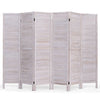 6-Panel Classic Louver Slatted Room Divider Screen in White Wood Finish