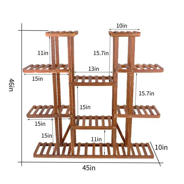 Solid Wood Indoor Outdoor 11-Tier Plant Stand
