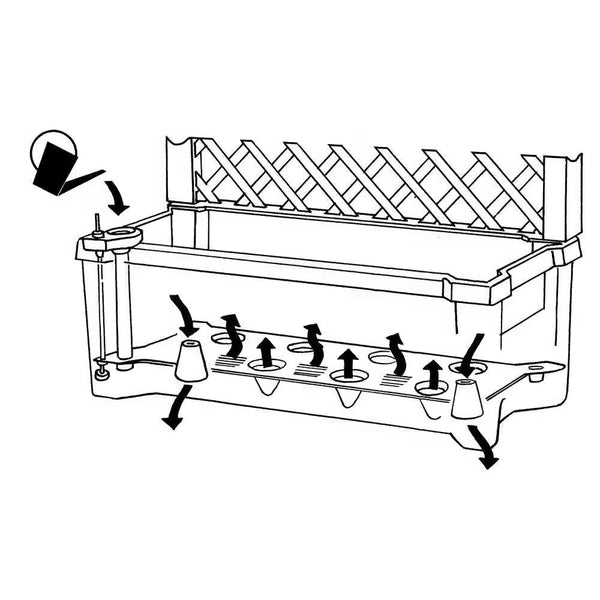 Outdoor Self-Watering Garden Planter with Trellis and Wheels in Grey Plastic