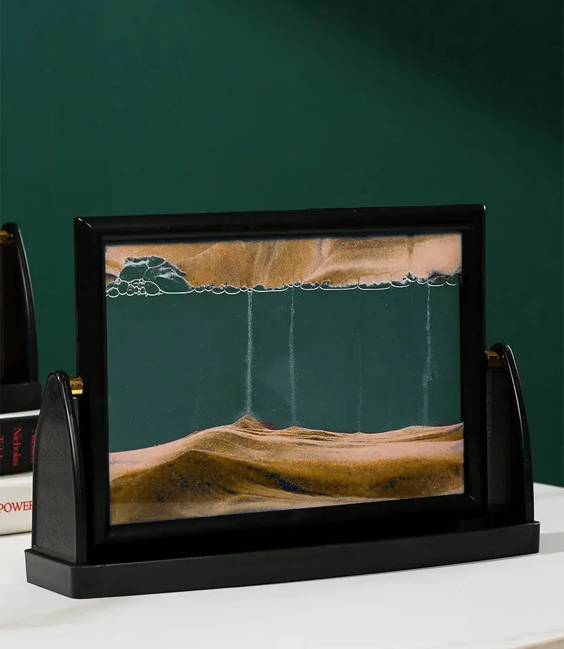 3D Rotatable Moving Sandscape Hourglass Quicksand Art Picture Square Glass Flowing Sand Painting Home Decor Children's Gifts