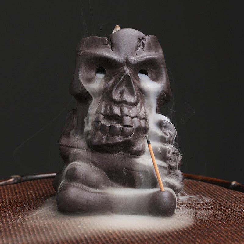 Halloween Skull Backflow Incense Burner Stick Holder