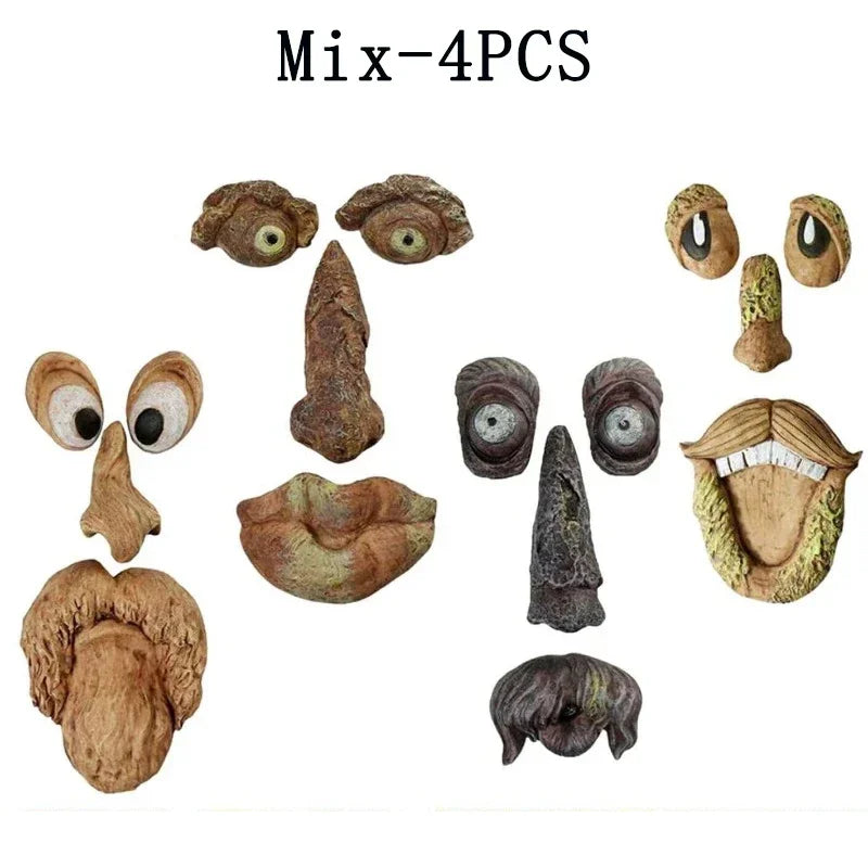 Outdoor Tree Face Statues Old Man Tree Hugger Bark Ghost Face Decoration Funny Yard Art Tree Decor Outdoor Garden Creative Props
