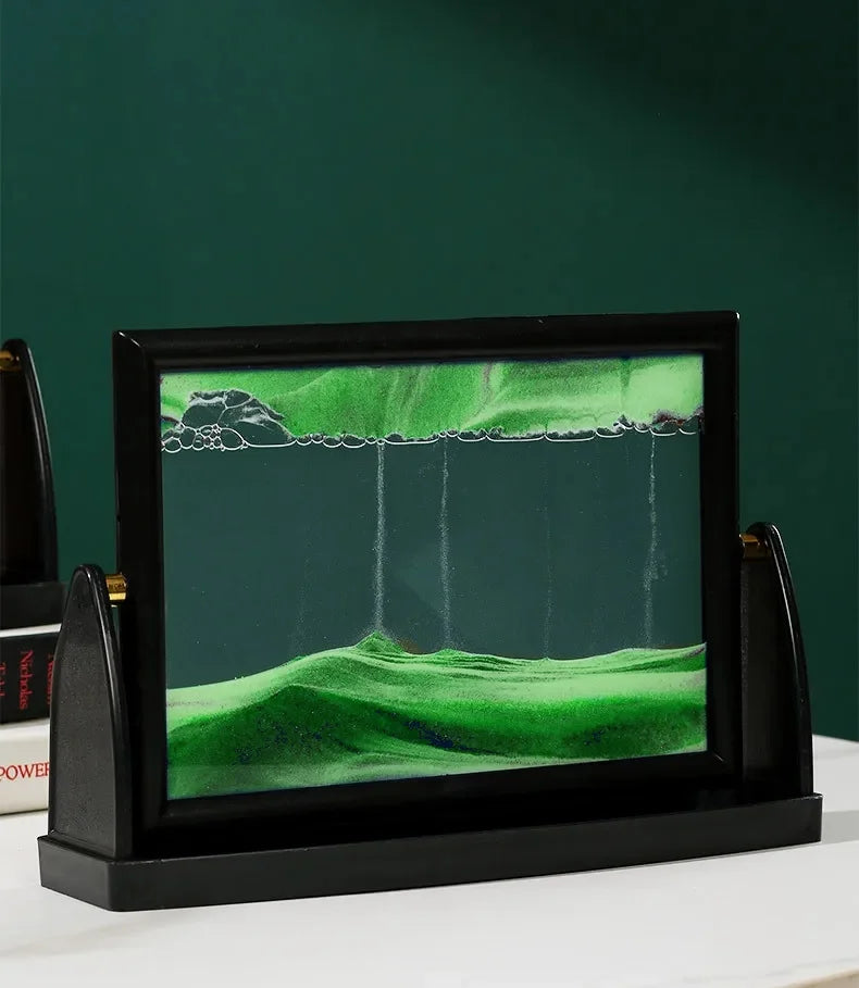 3D Rotatable Moving Sandscape Hourglass Quicksand Art Picture Square Glass Flowing Sand Painting Home Decor Children's Gifts