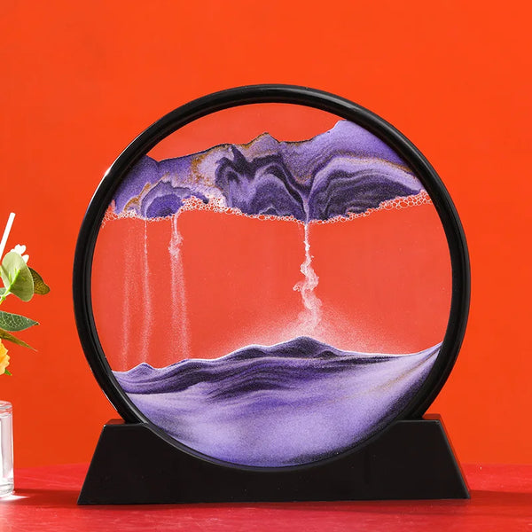 3D Moving Sand Art Picture Round Glass Deep Sea Sandscape Hourglass Quicksand Craft Flowing Painting Office Home Decor Gift