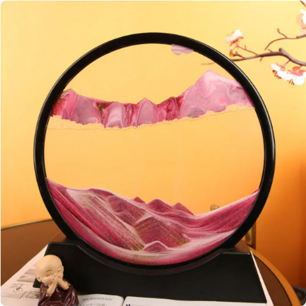 7 Inch 3D Flowing Sand Painting Art Hourglass Mountain View Sports Display Mobile Sand Table Office Living Room Home Decorations