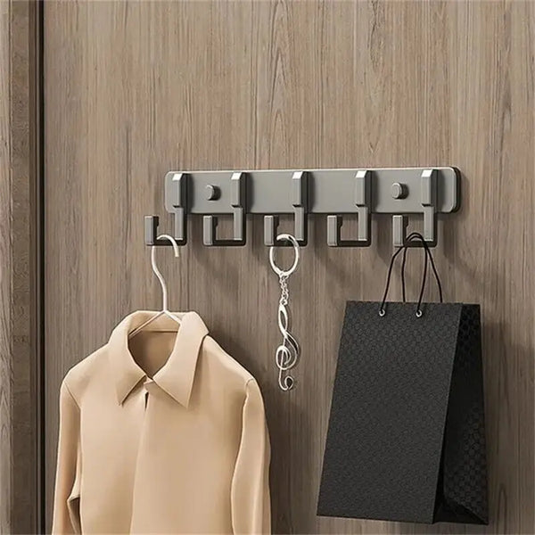 1pc 3 To 7 Hooks Metal Hooks Holder Aluminum Key Coat Clothes Door Holder Rack Hook Wall Mounted Hanger