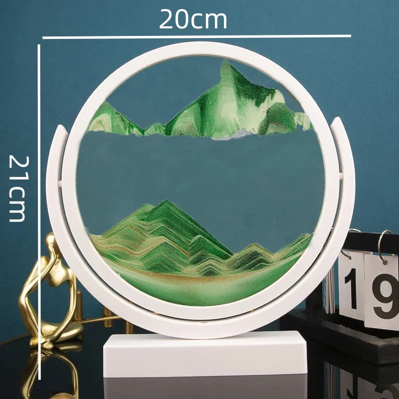 3D Moving Sand Art Painting Hourglass Round Handmade Glass Deep Sea Sandscape Quicksand Craft Sandglass Home Decoration Gifts