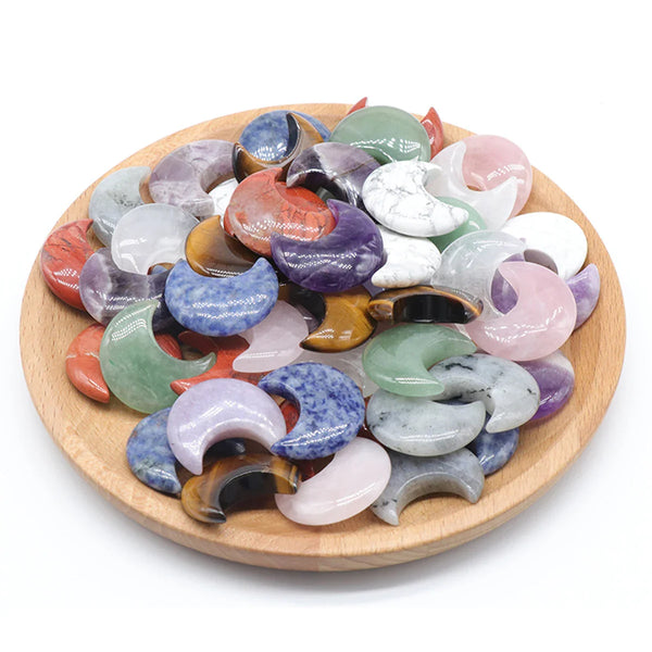 1pc Natural Stone Rose Quartz Amethyst Moon Carving Aura Healing Mineral Gem Home Decoration Ornament Gift