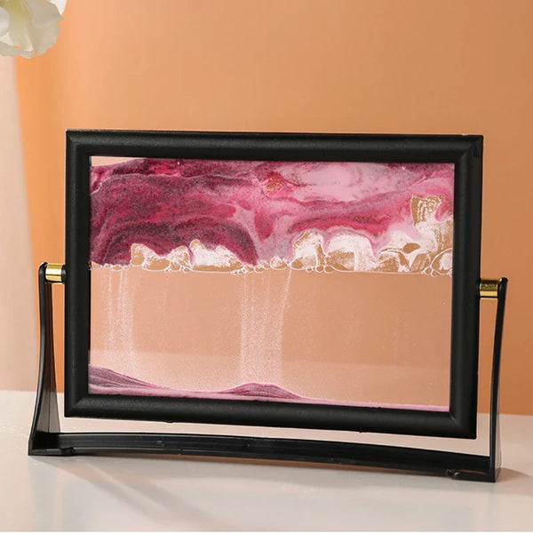 Rotatable Moving Sand Art Picture Square Glass Hourglass 3D Sandscape in Motion Quicksand Hourglass Creativity Home Decor Gifts