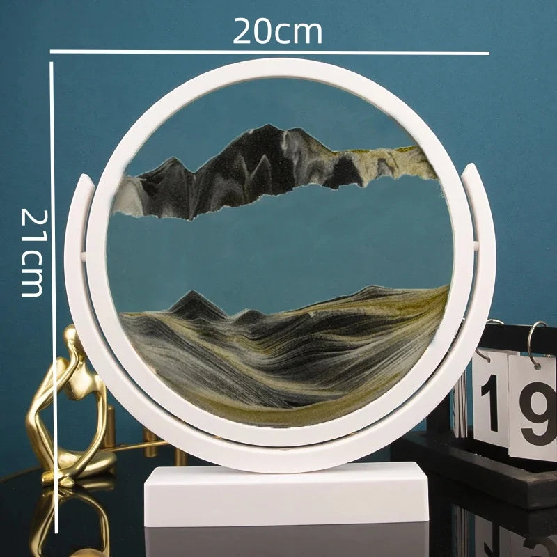 3D Moving Sand Art Painting Hourglass Round Handmade Glass Deep Sea Sandscape Quicksand Craft Sandglass Home Decoration Gifts