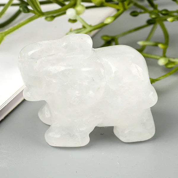 Hand Carved Gemstone Elephant Figurine, Natural Stone, Amethyst, Mini Animal Statue, Crystal Craft Chakra Meditation, Home Decor