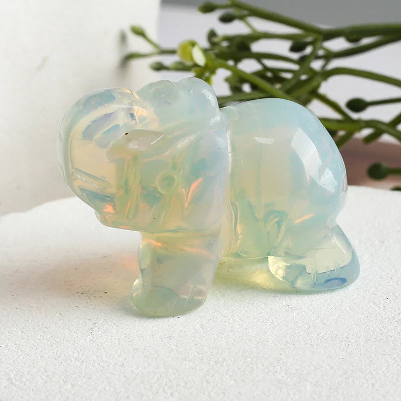 Hand Carved Gemstone Elephant Figurine, Natural Stone, Amethyst, Mini Animal Statue, Crystal Craft Chakra Meditation, Home Decor