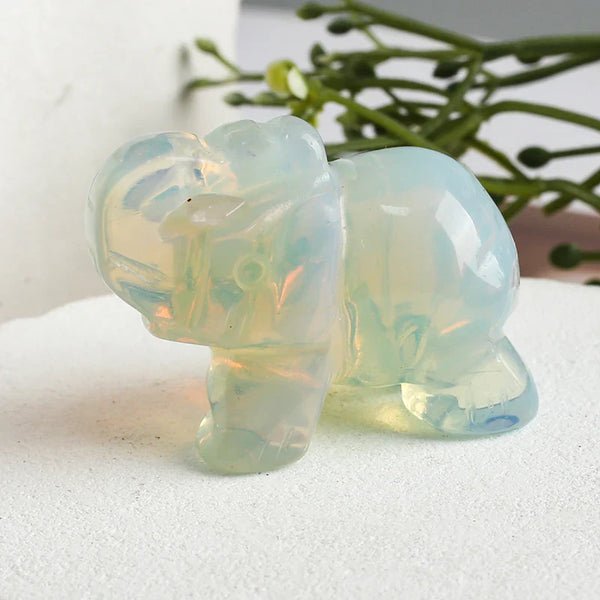 Hand Carved Gemstone Elephant Figurine, Natural Stone, Amethyst, Mini Animal Statue, Crystal Craft Chakra Meditation, Home Decor