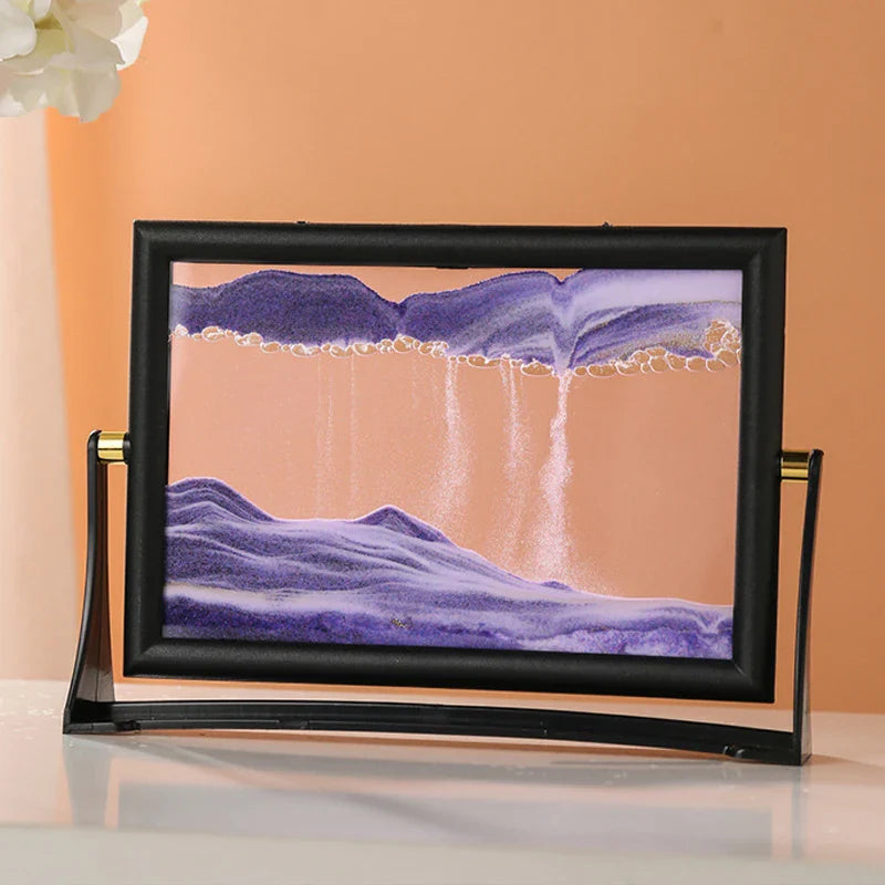 Rotatable Moving Sand Art Picture Square Glass Hourglass 3D Sandscape in Motion Quicksand Hourglass Creativity Home Decor Gifts