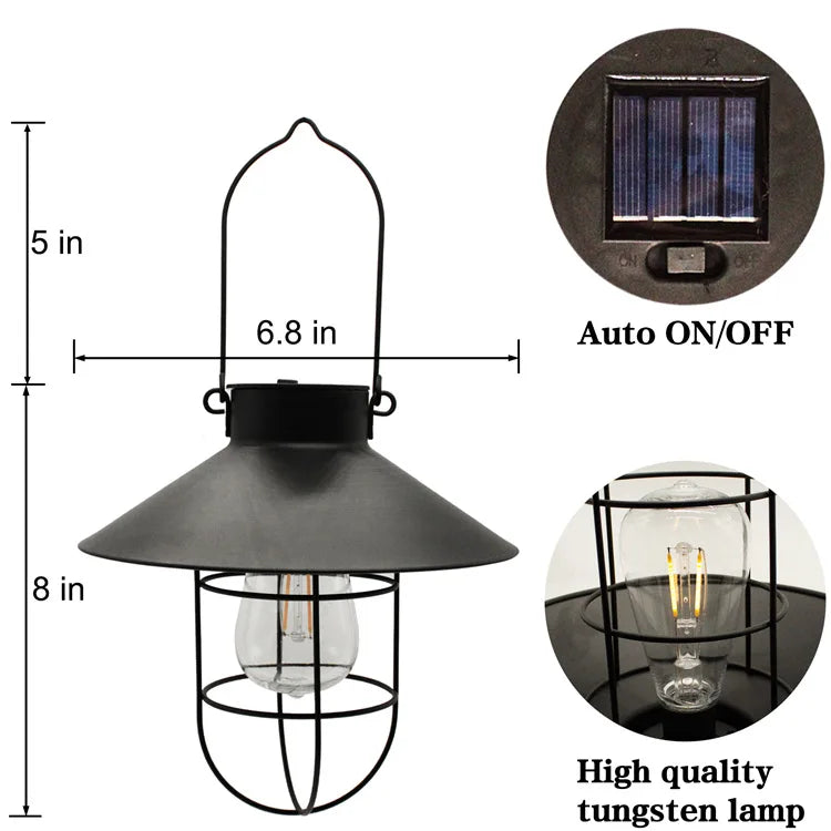 LED Solar Light Retro Solar LED Oil Lamp Portable Solar Candle Light Flickering Flameless Outdoor Hanging Lantern Garden Decor